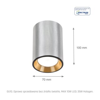 CHLOE GU10 MINI natynkowa GU10 250V IP20 70x100mm SREBRNY, ŚRODEK ZŁOTY okrągła