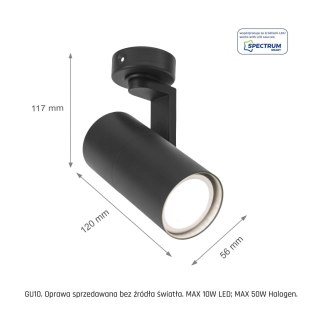 MADARA MINI II GU10 BAZA GU10 250V IP20 56x120x117mm czarny