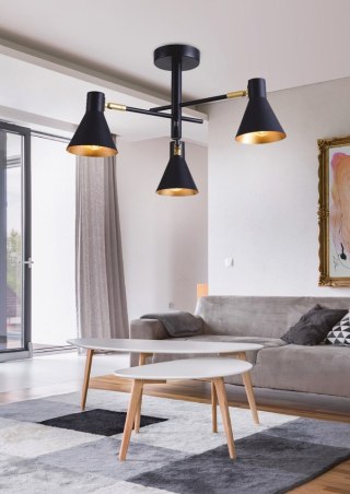 Lampa sufitowa wisząca LESS regulowana czarno-złota 3xE27