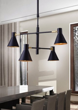 Lampa sufitowa wisząca LESS regulowana czarno-złota 4xE27