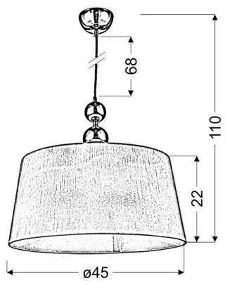 Lampa wisząca CLARA chromowa z białym abażurem z tkaniny
