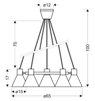 Lampa wisząca MORE 5xE27 czarny mat - złoty