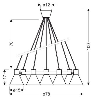 Lampa wisząca MORE 7xE27 czarny mat - złoty