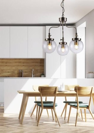 Lampa sufitowa wisząca BALLET patyna szklana kula 3xE27