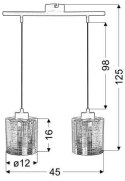 Lampa wisząca sufitowa COX chrom 2xE27 wymiar