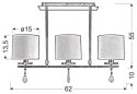 Lampa sufitowa wisząca ESTERA chrom abażur z tkaniny 3xE14_wymiary