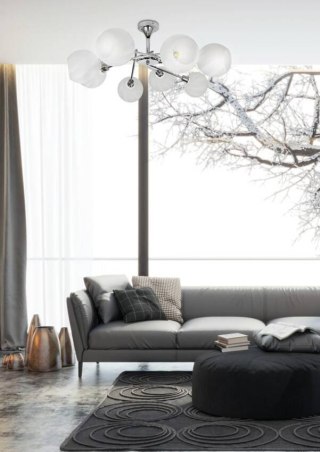 Lampa sufitowa RAUL srebrna 8xE14