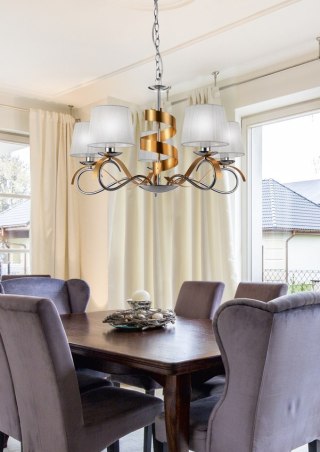 Lampa wisząca żyrandol DENIS chrom+złoty 5xE14