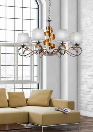 Lampa wisząca żyrandol DENIS chrom+złoty 8xE14