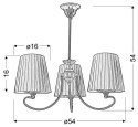 Lampa sufitowa wisząca MOZART patyna abażur miodowy z tkaniny 3xE27  wymiar