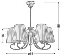 Lampa sufitowa wisząca MOZART patyna abażur miodowy z tkaniny 5xE27  wymiar