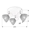 Lampa sufitowa plafon 3x40W E14 biały chrom FLY Candellux 98-61980_wymiary