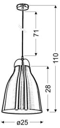 Lampa sufitowa wisząca PENSILVANIA miedzia 1xE27 wymiary