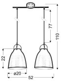 Lampa sufitowa wisząca PENSILVANIA biała 2xE27 wymiar