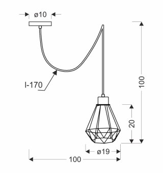 Lampa wisząca PRIMO P 1xE27 czarna - patyna