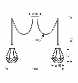 Lampa wisząca PRIMO P 2xE27 czarna - złoty