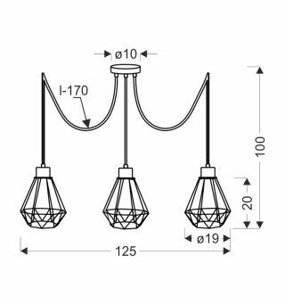 Lampa wisząca PRIMO P 3xE27 czarna - złoty