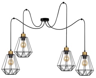 Lampa wisząca PRIMO P 4xE27 czarna-złota
