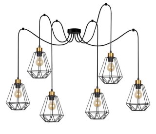 Lampa wisząca PRIMO P 6xE27 czarna-złota