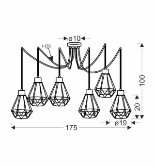 Lampa wisząca PRIMO P 6xE27 czarna-złota