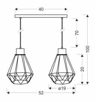 Lampa wisząca PRIMO 2xE27 czarny-złoty