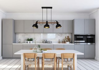 Lampa wisząca RENO regulowana czarna/drewno loft