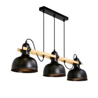 Lampa wisząca RENO regulowana czarna/drewno loft