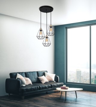 Lampa wisząca PRIMO talerz 3xE27 czarny-patyna