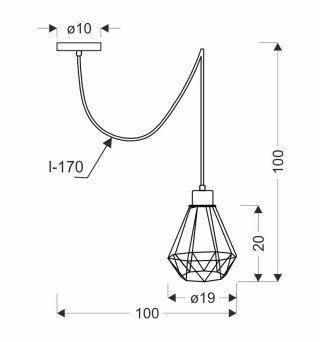 Lampa wisząca PRIMO P 1xE27 czarna - złoty