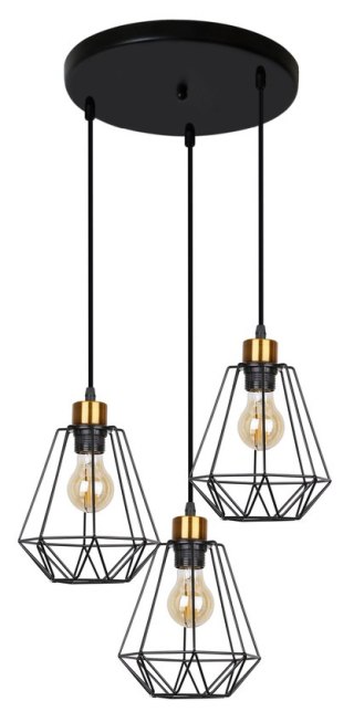 Lampa wisząca PRIMO talerz 3xE27 czarny-złoty