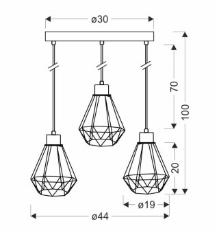 Lampa wisząca PRIMO talerz 3xE27 czarny-złoty