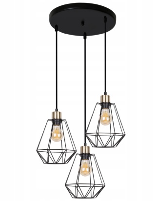 Lampa wisząca PRIMO talerz 3xE27 czarny-patyna