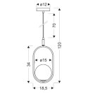 Lampa wiszaca CORDEL mosiądz Candellux 31-32065_wymiary