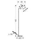 Lampa podłogowa prosta regulowana ZUMBA 1x60W Candellux 51-72092_wymiary