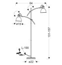 Lampa podłogowa regulowana prosta ZUMBA 2x40W Candellux 52-72672_wymiary