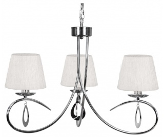 Lampa sufitowa wisząca ANIKA chrom biały abażur z tkaniny 3xE27