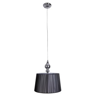 Lampa wisząca GILLENIA chromowa z czarnym abażurem nitkowym