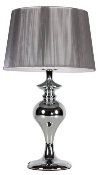 Lampa stołowa nocna GILLENIA srebrna z abażurem nitkowym