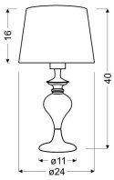 Lampa stołowa nocna GILLENIA srebrna z abażurem nitkowym Candellux 41-11954_wymiary