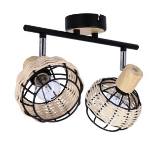 Lampa sufitowa TAJGA czarny/drewno 2xE14