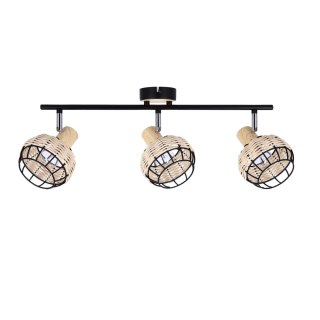 Lampa sufitowa TAJGA czarny/drewno 3xE14