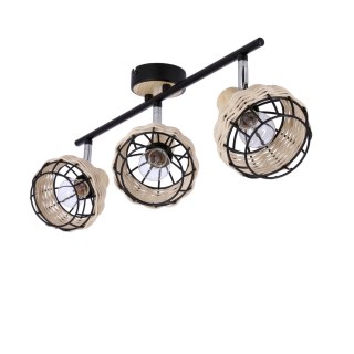 Lampa sufitowa TAJGA czarny/drewno 3xE14