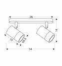 Lampa sufitowa listwa TOBI czarny/złoty Candellux 92-27429_wymiary