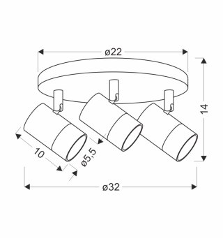 Lampa sufitowa plafon TOBI czarno-złota