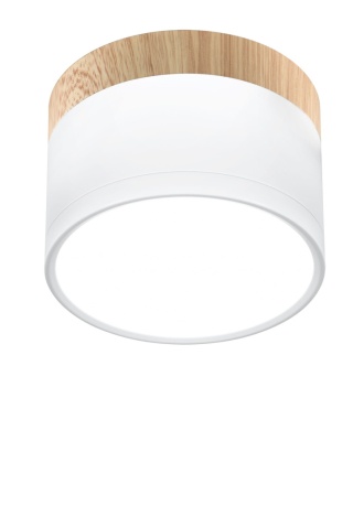 Lampa sufitowa oprawa biała/drewniana LED 9W Tuba 2273648