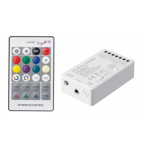 Kontroler LED audio RGB/RGBW RF 24 KEY 180W 12/24VDC radiowy 433.92MHz muzyczny