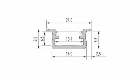 Profil aluminiowy LED typ B surowy 1 m