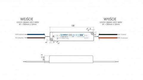 Zasilacz impulsowy CobaltElectro  ZPV 24V 10W IP67 _rys