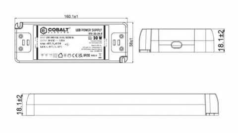 Zasilacz meblowy LED CobaltElectro PFV 24V 30W IP20 B-1