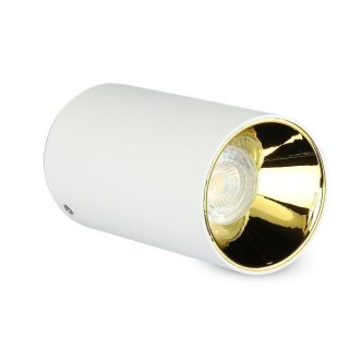 Oprawa sufitowa V-TAC GU10 okrągła natynkowa tuba biały+złoty 80x140mm VT-882-R 3 lata gwarancji